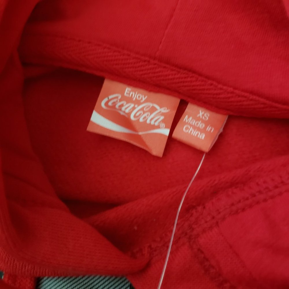 Coca-Cola Women's Holiday Long Sleeve Hooded Graphic Sweatshirt Dress Red - Picture 5 of 8